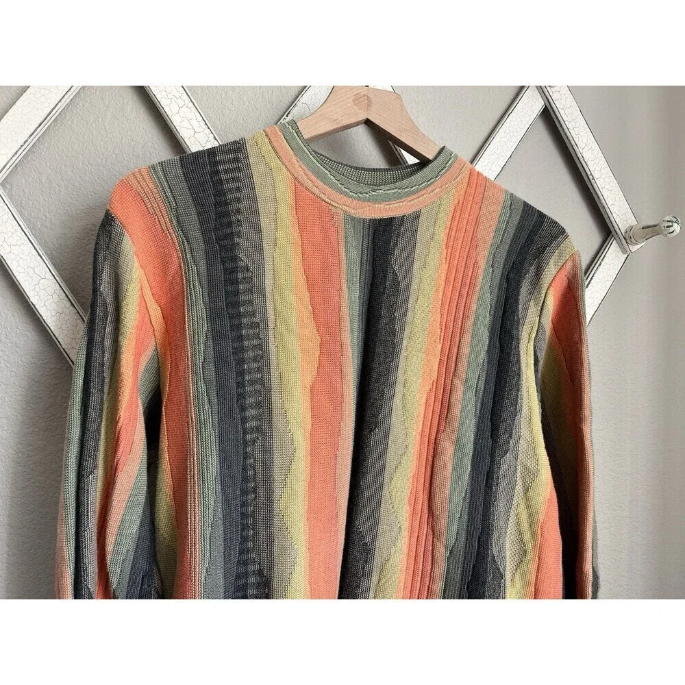 Carlo Colucci Men's 54 Multicolor Cotton Blend Sweater